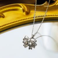 Titanium Steel Copper Gold Plated Simple Style Bow Knot Pendant Necklace sku image 2