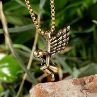 1 Piece 304 Stainless Steel Titanium Steel None 18K Gold Plated Angel Wings Pendant main image 5