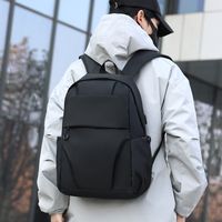 Unisex Solid Color Oxford Cloth Sewing Thread Zipper Fashion Backpack School Backpack main image 4