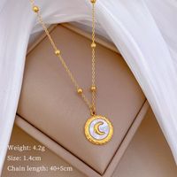 Titan Stahl IG-Stil Übertrieben Moderner Stil Inlay Mond Hülse Halskette Mit Anhänger main image 2