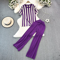Ferien Täglich Frau Lässig Einfacher Stil Streifen Polyester Hosen-Sets Hosen-Sets main image 1