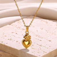 304 Stainless Steel 18K Gold Plated Simple Style Classic Style Plating Heart Shape Pendant Necklace sku image 1