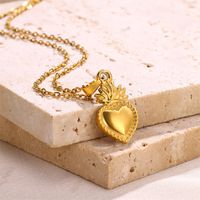 304 Stainless Steel 18K Gold Plated Simple Style Classic Style Plating Heart Shape Pendant Necklace main image 3