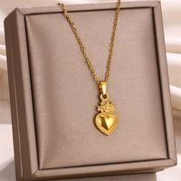 304 Stainless Steel 18K Gold Plated Simple Style Classic Style Plating Heart Shape Pendant Necklace main image 7