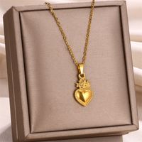 Acero Inoxidable 304 Chapados en oro de 18k Estilo Simple Estilo Clásico Enchapado Forma De Corazón Collar Colgante main image 1