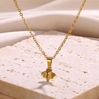 304 Stainless Steel 18K Gold Plated Simple Style Classic Style Plating Bee Pendant Necklace main image 4