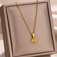 304 Stainless Steel 18K Gold Plated Simple Style Classic Style Plating Bee Pendant Necklace main image 1