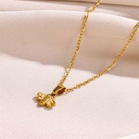 304 Stainless Steel 18K Gold Plated Simple Style Classic Style Plating Bee Pendant Necklace main image 5