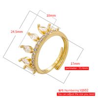 Wholesale Casual Luxurious Water Droplets Crown Copper Plating Inlay 18K Gold Plated Zircon Open Rings main image 2