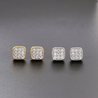 1 Pair Hip-Hop Geometric Inlay Sterling Silver Zircon Silver Plated Ear Studs main image 8