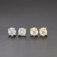 1 Pair Hip-Hop Geometric Inlay Sterling Silver Zircon Silver Plated Ear Studs main image 9
