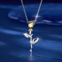 Sterling Silber Weißgold Plattiert Vergoldet Elegant Luxuriös Überzug Blume Halskette Mit Anhänger main image 1