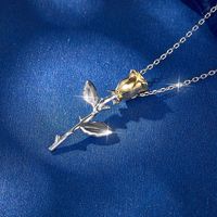 Sterling Silber Weißgold Plattiert Vergoldet Elegant Luxuriös Überzug Blume Halskette Mit Anhänger main image 4