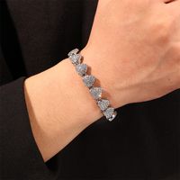 Casual Classic Style Heart Shape Alloy Plating Inlay Rhinestones 18K Gold Plated Men's Bracelets Necklace main image 10