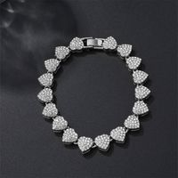 Casual Classic Style Heart Shape Alloy Plating Inlay Rhinestones 18K Gold Plated Men's Bracelets Necklace main image 6