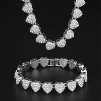 Casual Classic Style Heart Shape Alloy Plating Inlay Rhinestones 18K Gold Plated Men's Bracelets Necklace main image 4