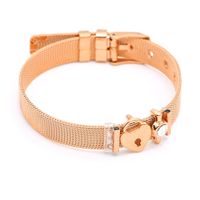 Casual Modern Style Letter 304 Stainless Steel 14K Gold Plated Alloy Rhinestones Wristband Bangle In Bulk sku image 3