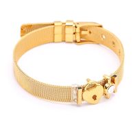 Casual Modern Style Letter 304 Stainless Steel 14K Gold Plated Alloy Rhinestones Wristband Bangle In Bulk sku image 4