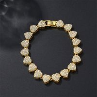 Casual Classic Style Heart Shape Alloy Plating Inlay Rhinestones 18K Gold Plated Men's Bracelets Necklace main image 7