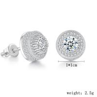 1 Pair Hip-Hop Geometric Inlay Sterling Silver Zircon Silver Plated Ear Studs sku image 19