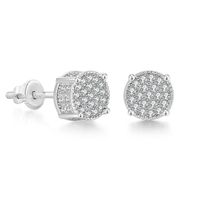 1 Pair Hip-Hop Geometric Inlay Sterling Silver Zircon Silver Plated Ear Studs sku image 5