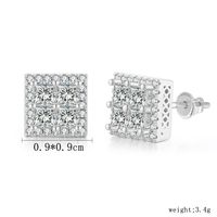 1 Pair Hip-Hop Geometric Inlay Sterling Silver Zircon Silver Plated Ear Studs main image 3
