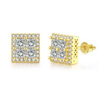 1 Pair Hip-Hop Geometric Inlay Sterling Silver Zircon Silver Plated Ear Studs sku image 8