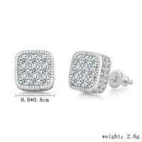 1 Pair Hip-Hop Geometric Inlay Sterling Silver Zircon Silver Plated Ear Studs sku image 13