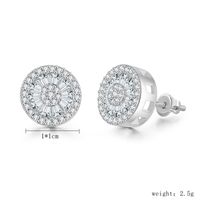 1 Pair Hip-Hop Geometric Inlay Sterling Silver Zircon Silver Plated Ear Studs sku image 9