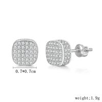 1 Pair Hip-Hop Geometric Inlay Sterling Silver Zircon Silver Plated Ear Studs sku image 15