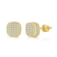 1 Pair Hip-Hop Geometric Inlay Sterling Silver Zircon Silver Plated Ear Studs sku image 16