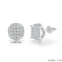 1 Pair Hip-Hop Geometric Inlay Sterling Silver Zircon Silver Plated Ear Studs sku image 17