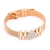 Casual Modern Style Letter 304 Stainless Steel 14K Gold Plated Alloy Rhinestones Wristband Bangle In Bulk sku image 6