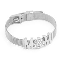 Casual Modern Style Letter 304 Stainless Steel 14K Gold Plated Alloy Rhinestones Wristband Bangle In Bulk sku image 1
