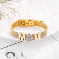 Casual Modern Style Letter 304 Stainless Steel 14K Gold Plated Alloy Rhinestones Wristband Bangle In Bulk main image 1