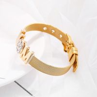 Casual Modern Style Letter 304 Stainless Steel 14K Gold Plated Alloy Rhinestones Wristband Bangle In Bulk main image 3