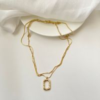 Cobre Chapados en oro de 18k Elegante Señora Cuadrado Collares En Capas main image 6