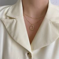 Copper 18K Gold Plated Elegant Lady Square Layered Necklaces main image 1