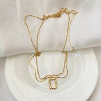 Copper 18K Gold Plated Elegant Lady Square Layered Necklaces main image 4