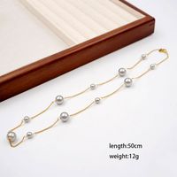 Elegant Sweet Round 304 Stainless Steel Artificial Pearl Titanium Steel Gold Plated Women's Necklace main image 3