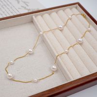Elegant Sweet Round 304 Stainless Steel Artificial Pearl Titanium Steel Gold Plated Women's Necklace main image 5