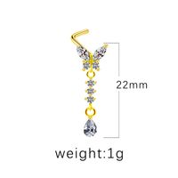 1 Piece Nose Rings & Studs Simple Style Classic Style Heart Shape Butterfly Stainless Steel Titanium Steel Copper Plating Inlay Rhinestones Zircon Gold Plated Nose Rings & Studs main image 3