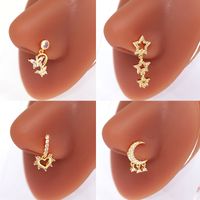 1 Piece Nose Rings & Studs Simple Style Classic Style Heart Shape Butterfly Stainless Steel Titanium Steel Copper Plating Inlay Rhinestones Zircon Gold Plated Nose Rings & Studs main image 2
