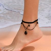 Simple Style Water Droplets Alloy Cloth Inlay Rhinestones Women's Anklet main image 2