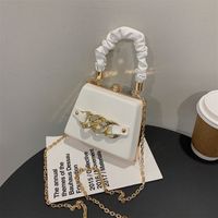 Women's Small Pu Leather Solid Color Classic Style Lock Clasp Handbag sku image 1