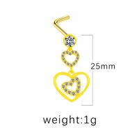 1 Piece Nose Rings & Studs Simple Style Classic Style Heart Shape Butterfly Stainless Steel Titanium Steel Copper Plating Inlay Rhinestones Zircon Gold Plated Nose Rings & Studs sku image 1