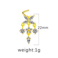 1 Piece Nose Rings & Studs Simple Style Classic Style Heart Shape Butterfly Stainless Steel Titanium Steel Copper Plating Inlay Rhinestones Zircon Gold Plated Nose Rings & Studs sku image 2