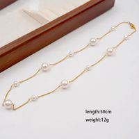 Elegant Sweet Round 304 Stainless Steel Artificial Pearl Titanium Steel Gold Plated Women's Necklace main image 2