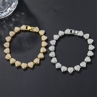 Casual Classic Style Heart Shape Alloy Plating Inlay Rhinestones 18K Gold Plated Men's Bracelets Necklace main image 8