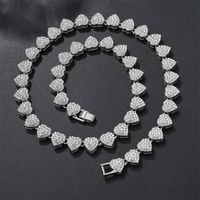 Casual Classic Style Heart Shape Alloy Plating Inlay Rhinestones 18K Gold Plated Men's Bracelets Necklace main image 3